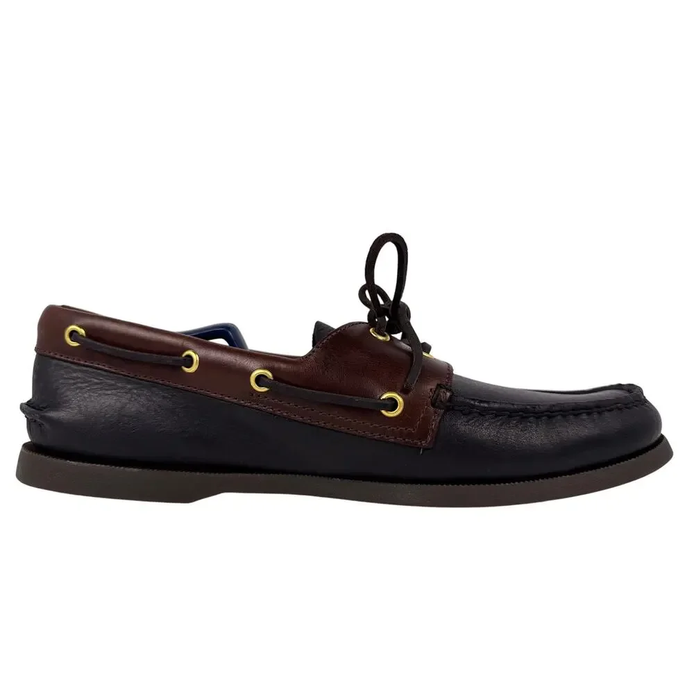 Sperry Boat Shoe Authentic Original 2-Eye Men's 11 W Black Amaretto Leather Moc